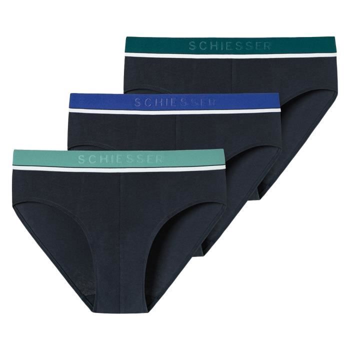 Schiesser Slips Hommes 95/5 Coton bio lot de 3 Bleu Cdiscount Prêt