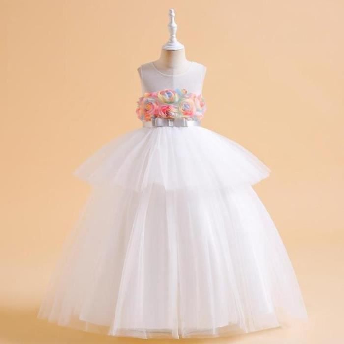 Robe florale brodée sans manches en tulle pour fille,Pour mariage, demoiselle d'honneur, fête d'anniversaire, fête de princesse, concours de beauté, première communion, soirée, Blanc, 6-7 ans Robe florale brodée sans manches en tulle pour fille,Pour mariage, demoiselle d'honneur, fête d'anniversaire, fête de princesse, concours de beauté, première communion, soirée, Blanc, 6-7 ans