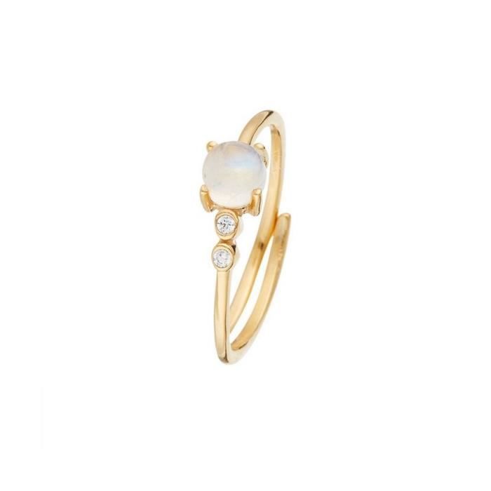 Bague ajustable doree Pierre de lune blanche Jaune Achat Vente bague anneau Bague ajustable BA LT9208 J
