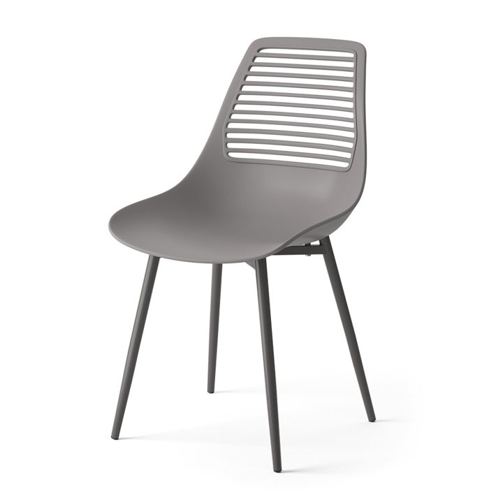 OK-Living Chaise de jardin Chaise de terrasse Chaise de balcon Klaas gris Chaise avec siège-baquet