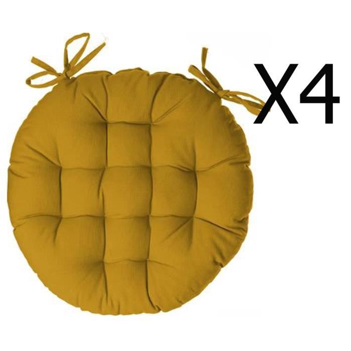 PEGANE Lot de 4 galettes de Chaise Ronde en Coton Coloris Gris fonc/é Diam/ètre 38 cm