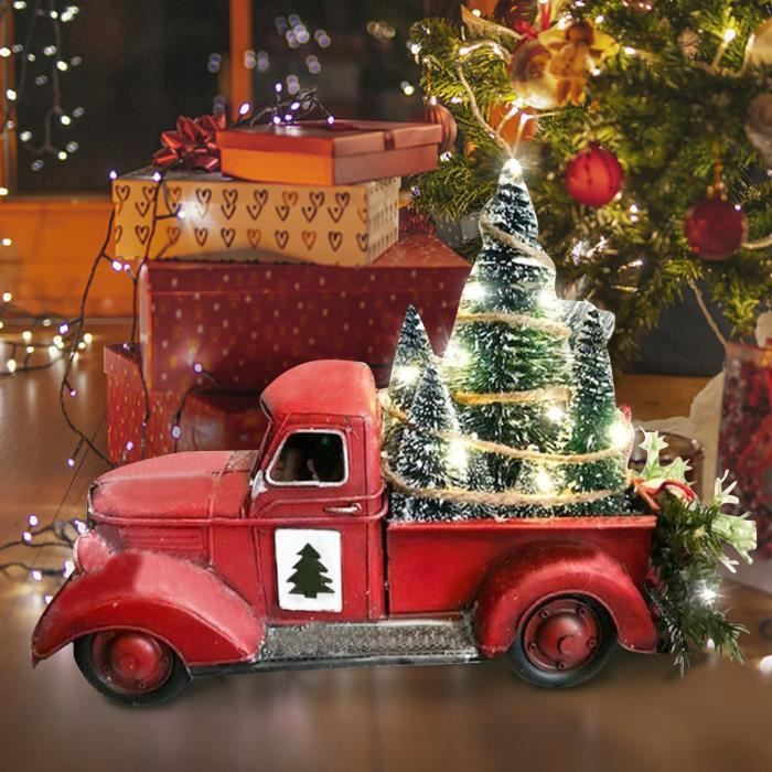 Décoration de Noël debout BILLY - Voiture avec arbre et lumière LED