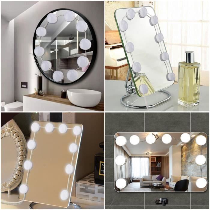 Progrès-Lumiere LED Miroir lumière miroir Hollywood Style 10 ampoules LED  Lampe Miroir maquillage Cosmétique Dimmable Alimenté USB - Cdiscount Maison