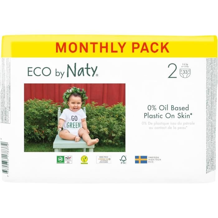 Couches écologiques Kit & Kin Taille 4 (9-14 Kg) - 128 Couches Hypoallergéniques - 2