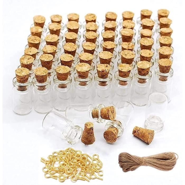 Lot De 120 Mini Flacons En Verre 3ml Avec Bouchon Liège - Pour Bijoux, Sorts, Déco