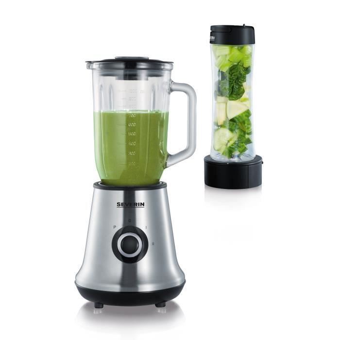 severin - sm3737 - blender classique avec extracteur de nutriments mix&go - 500w - capacité 1l - lames inox