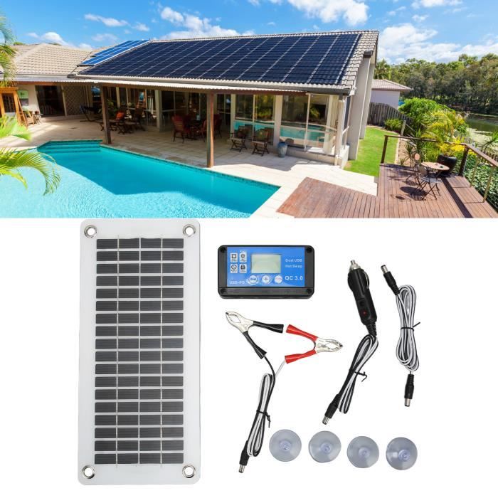 Chargeur Solaire Pour Batterie De Voiture, 20W DC12V Panneau Solaire Chargeur Batterie , Mainteneur De Batterie De Voiture Solaire Pour Bateau De Voiture De Campin 90243791
