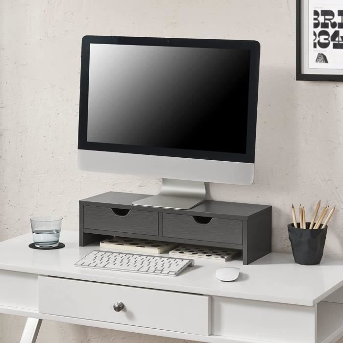 Support écran RGB Ewent Avec Tiroir Et Ports USB - Rehausseur Pour Moniteur Jusqu'à 27" - Noir