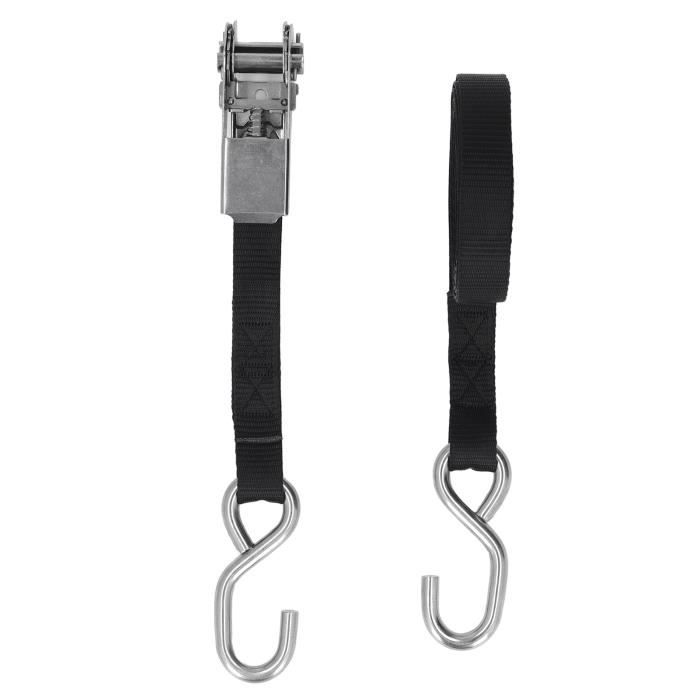 Veemoon Lot De 2 Sangles à Cliquet Pour Kayak Et Canoë – Nylon Tressé 3,2 Mm – Poulie Réglable – Capacité 68 Kg – Fixation Proue/poupe
