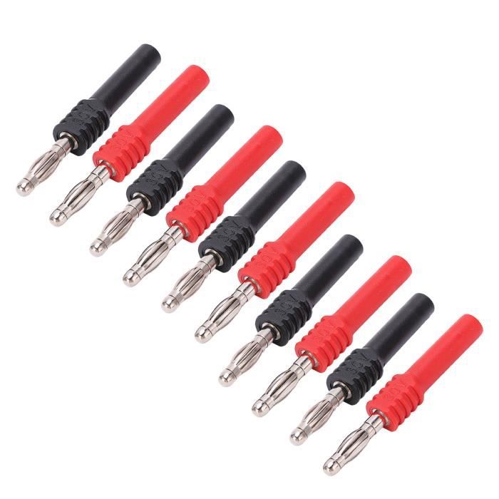 Lot De 5 Adaptateurs Fiches Banane 2mm Mâle Vers 4mm Femelle - Rouge Et Noir, Pour Instruments électroniques
