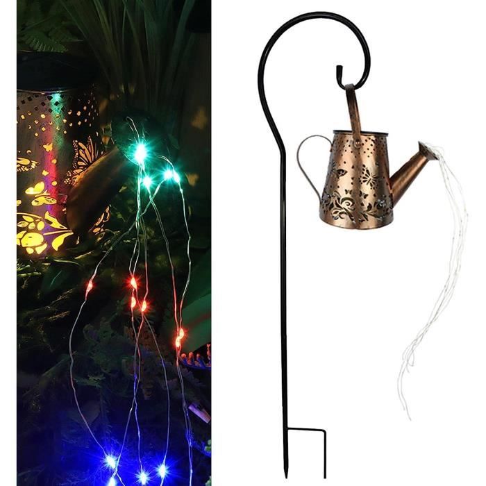 Lampe Solaire Noël Arrosoir Père Noël - Déco Jardin étanche, Lumière LED Multicolore, énergie Solaire