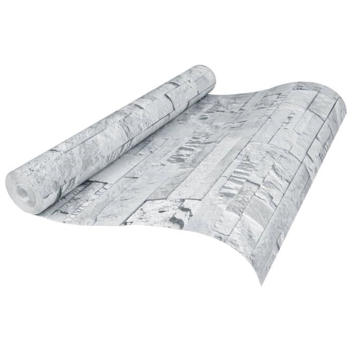 Papier Peint 3D Effet Pierre Grise – Autocollant Mural Q4023, Déco Moderne