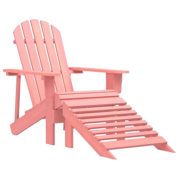 vidaXL Chaise de jardin Adirondack avec pouf Bois de sapin solide Rose