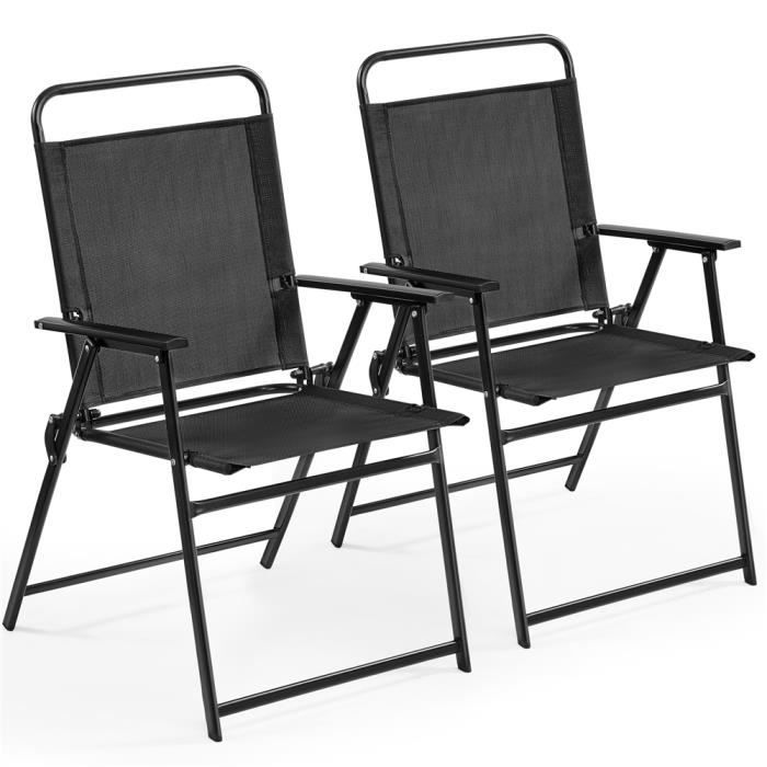 Yaheetech Lot de 2 Chaise de Jardin Extérieur Chaise Pliante Camping Portable Tissu en Polyester Respirant et Robuste Métal Noir Yaheetech Lot de 2 Chaise de Jardin Extérieur Chaise Pliante Camping Portable Tissu en Polyester Respirant et Robuste Métal Noir