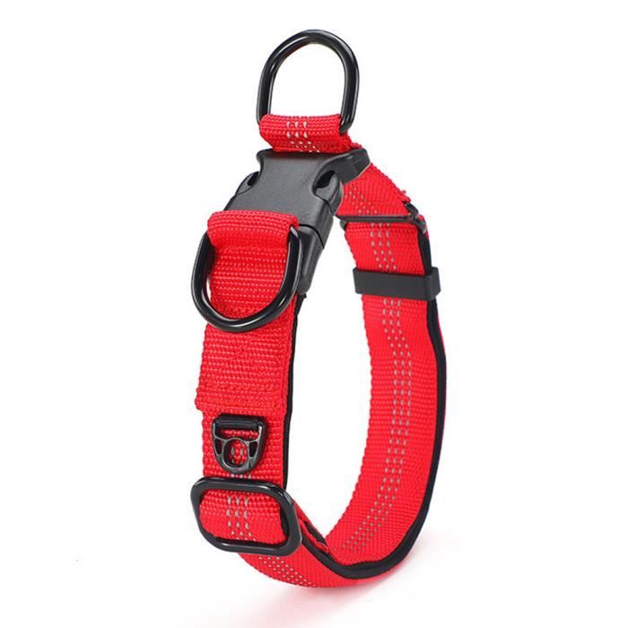 Meilleurs prix pour Collier pour chien rembourré en néoprène rouge - YNKKVRE - Taille réglable et coutures réfléchissantes