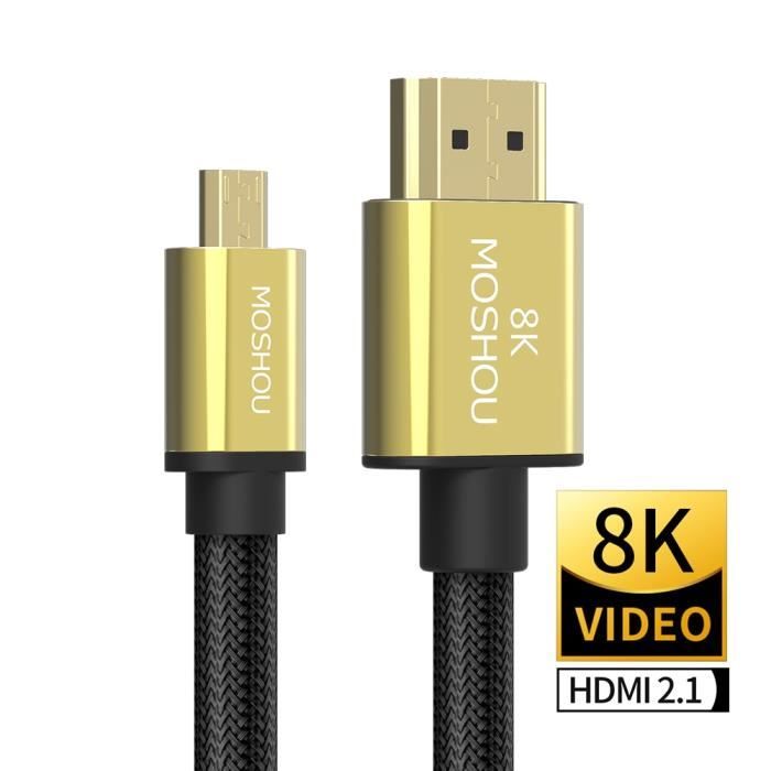 Micro HDMI to HDMI5m (16.40 ft) câble Micro HDMI vers HDMI 8K mâle