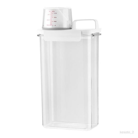 KKPW Distributeur de détergent à lessive hermétique de 2300 ml avec tasse à  mesurer, distributeur de lessive en poudre multi-usage, récipient de