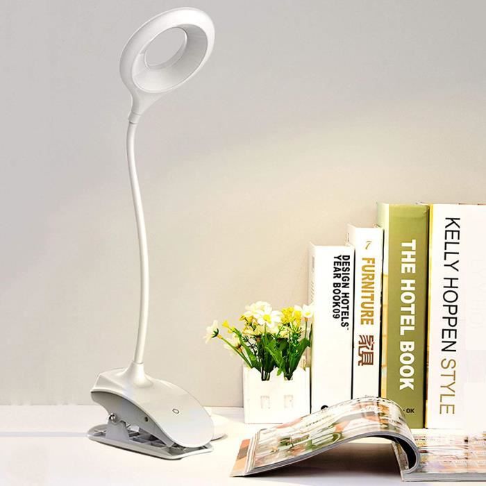 MAGICFOX Lampe de bureau à 18 LED avec clip, 3 Luminosité réglable -  Contrôle tactile - 360 degrés réglable -2200mAh Grande Capacité - Cdiscount  Maison