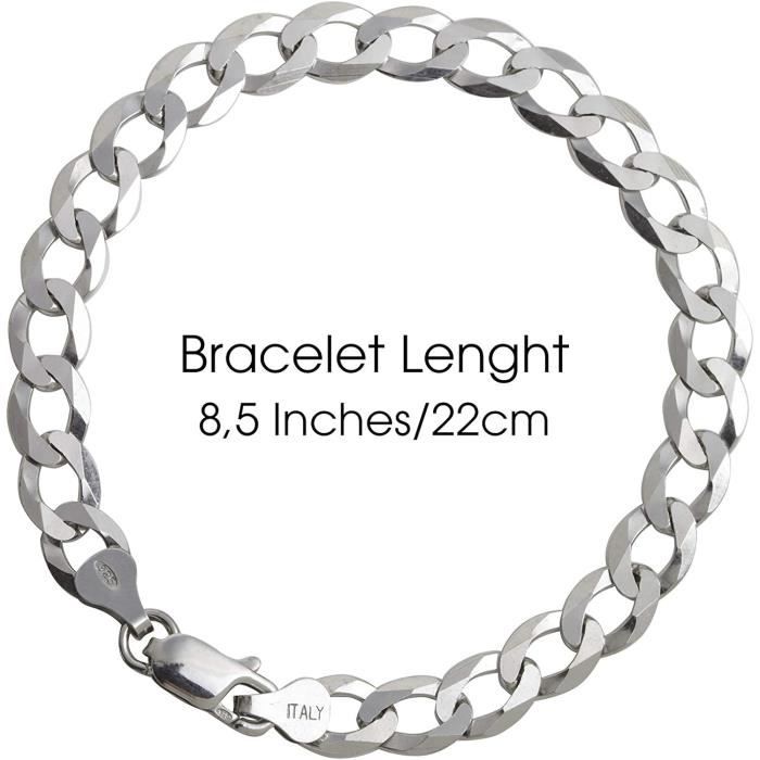 Bracelet Chaine Argent 925 Rhodié Homme Maille Figaro (1+3) 5 mm