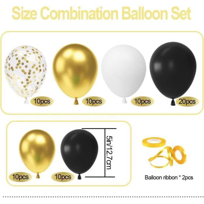 10 x ballons métalliques dorés, Ballons confettis