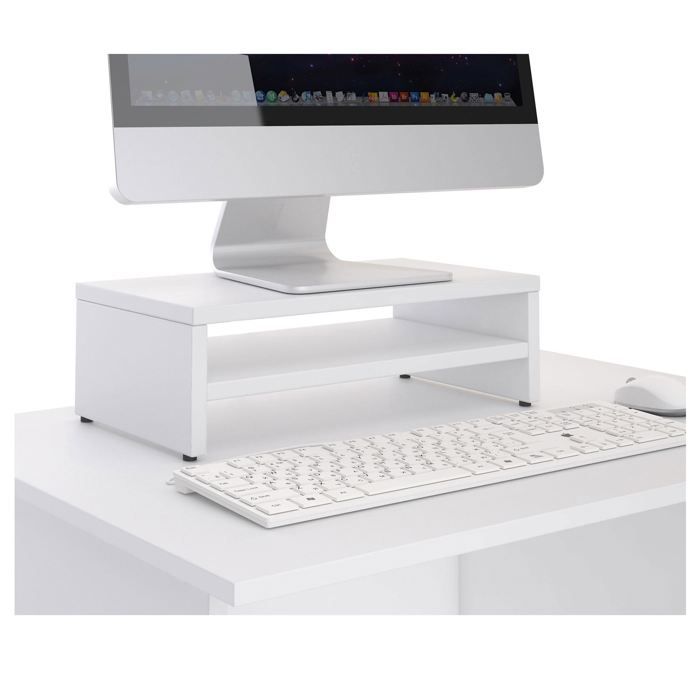 Support D'écran PC Blanc - Rehausseur Ergonomique Pour Moniteur, Bureau Ou TV - Multifonction