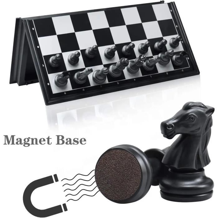 jeu d'échecs et dame pliant magnétique, taille 24cm, pièces échecs aimantées