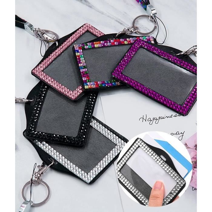 XPEX Porte Badge Cordon Tour De Cou,Tour De Cou Avec Porte-Cartes D'identité,Confortable à Porter, Facile à Utiliser, Adapté Pour Transporter Des Cartes D'identité, Des Clés, Unisexe(B