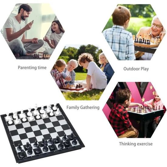 FINE-3 en 1 Jouet d'échecs Magnétique et Pliable Echec Dames Backgammon FINE-3 en 1 Jouet d'échecs Magnétique et Pliable Echec Dames Backgammon
