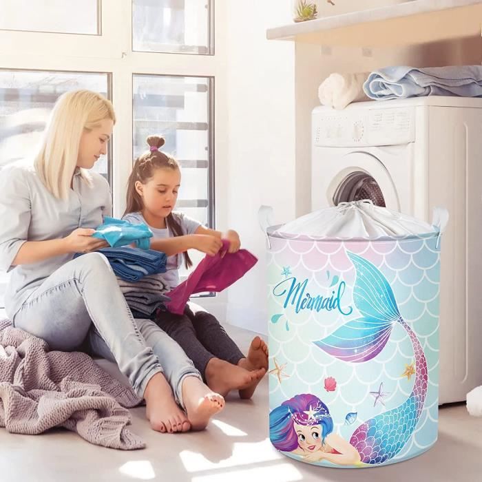 45L Corbeilles a Linge Filles Sirene Multicolore Coquillages Etoile de Mer Paniers a Linge Sale Enfant Bleu Pliables Rond pour 569 Cdiscount Maison