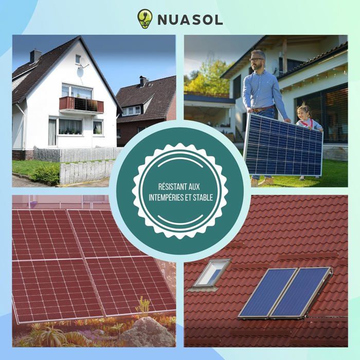Solarsys® - 2 Paires Support en Aluminium pour 2 Panneau Solaires 100W- 410W Chacun, Kit de