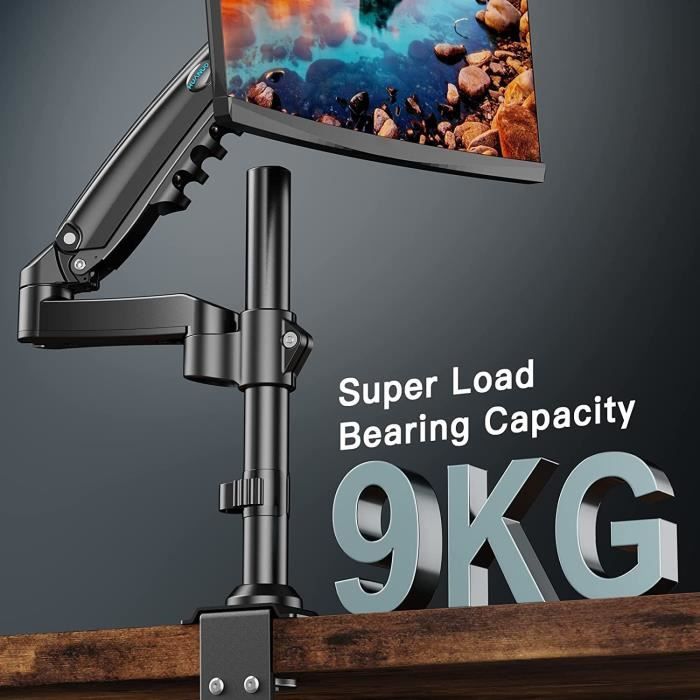 Support Écran PC HUANUO Pour Écrans 13-32" - Bras Réglable Hauteur, Rotation 360° - Compatible VESA 75x75/100x100mm - Pied Stable Avec Gestion Câbles