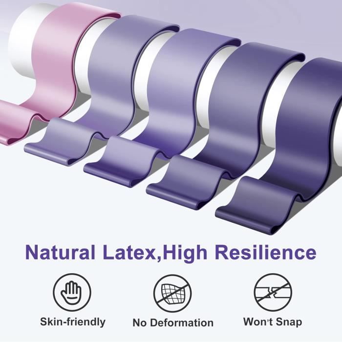 Lot De 5 Bandes élastiques De Résistance – 5 Niveaux De Force, Avec Sac De Rangement – Pour Yoga, Pilates, Musculation
