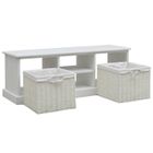 Lulo Meuble Tv Avec 2 Paniers Blanc Bois Achat Vente Meuble Tv