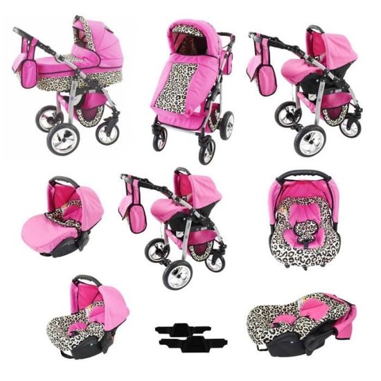 Poussette Lux4Kids Dino rouge noir 3en1 avec si ge b b