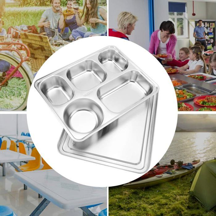 Lot De 2 Assiettes Divisées En Acier Inoxydable Pour Le Lot De 2 Assiettes Divisées En Acier Inoxydable Pour Le