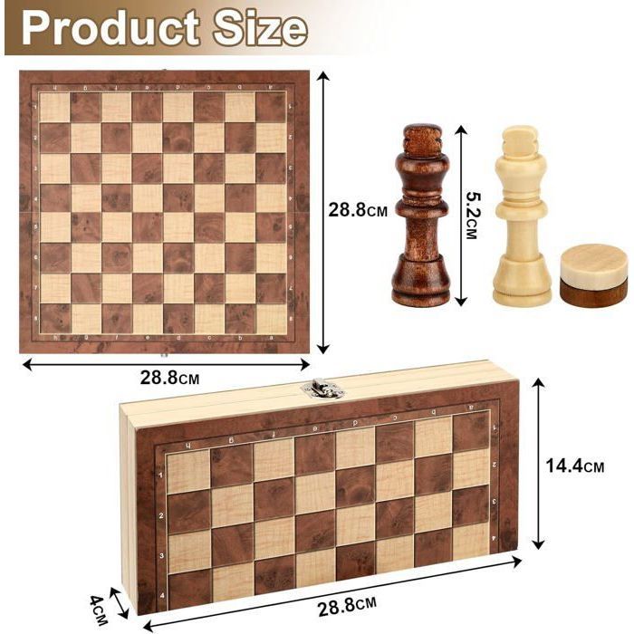 Jeu D'échecs Européen WoodTek - Pièces Lestées En Plastique, Roi De 3,75 Pouces