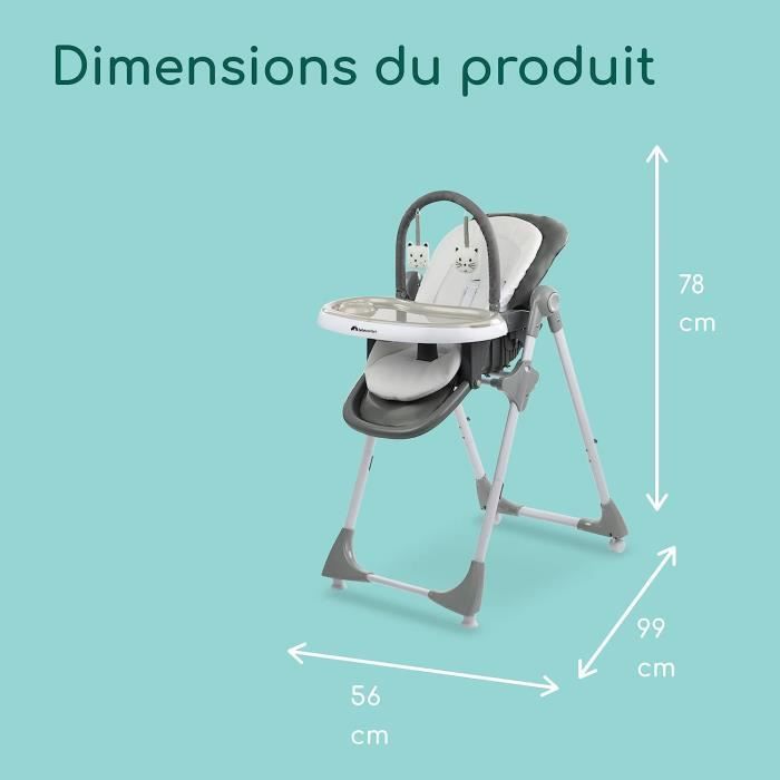 BEBECONFORT Chaise haute bébé Kiwi 3 en 1, évolutive, De la naissance à 3  ans (15kg), Gray Mist - Cdiscount Puériculture & Eveil bébé