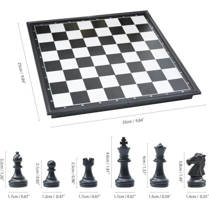 Peradix Jeu D'Échecs Magnétique Pliable - Portable Avec 2 Dames Supplémentaires