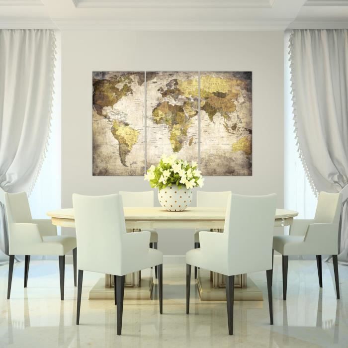 Visario 5162 Tableau sur Toile de Lin Motif Carte du Monde 120 x 80 cm