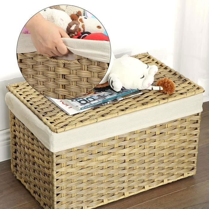 VidaXL 2X Panier De Rangement Osier Avec Doublure PE - Bac Stockage Balcon Et Jardin