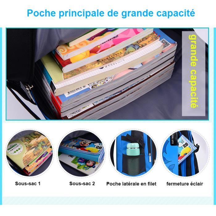 Sac à Dos Enfant IvyH – Cartable Primaire Léger Filles Garçons, 30-45 Cm, Rentrée Scolaire