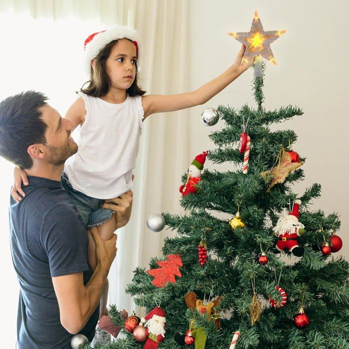 Étoile Lumineuse Pour Sommet De Sapin De Noël - LED Blanche Douce - Fonctionne Sur Piles (2xAA) - Décoration Festive Pour Intérieur