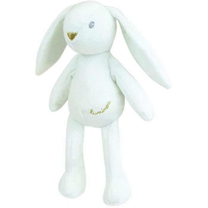 JEMINI Luminou Lapin Peluche Lumineuse - Sans Pile - 21 Cm - Rose, Bleu Ou Blanc (Envoi Aléatoire