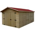 Garage en bois Panneau - 16 mm - HABRITA - ED 2848 N - Porte à 3 vantaux 200x170cm - 15,60 m²-0