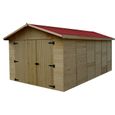 Garage en bois Panneau - 16 mm - HABRITA - ED 2848 N - Porte à 3 vantaux 200x170cm - 15,60 m²-1