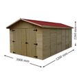 Garage en bois Panneau - 16 mm - HABRITA - ED 2848 N - Porte à 3 vantaux 200x170cm - 15,60 m²-2