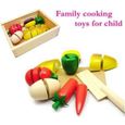 EXBON® Jouets Cuisine Fruits et Légumes en Bois Coupe Velcro Découpage Maison Jeu Jouets Éducatifs Cadeau pour Enfants-0