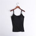 Camisole en modal pour femme avec coussin de poitrine T-shirt de sport de yoga sous-vêtement tout-en-un Noir-0