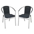 Lot de 2 chaises de jardin en aluminium et résine tressée noire  - FIZZ-0