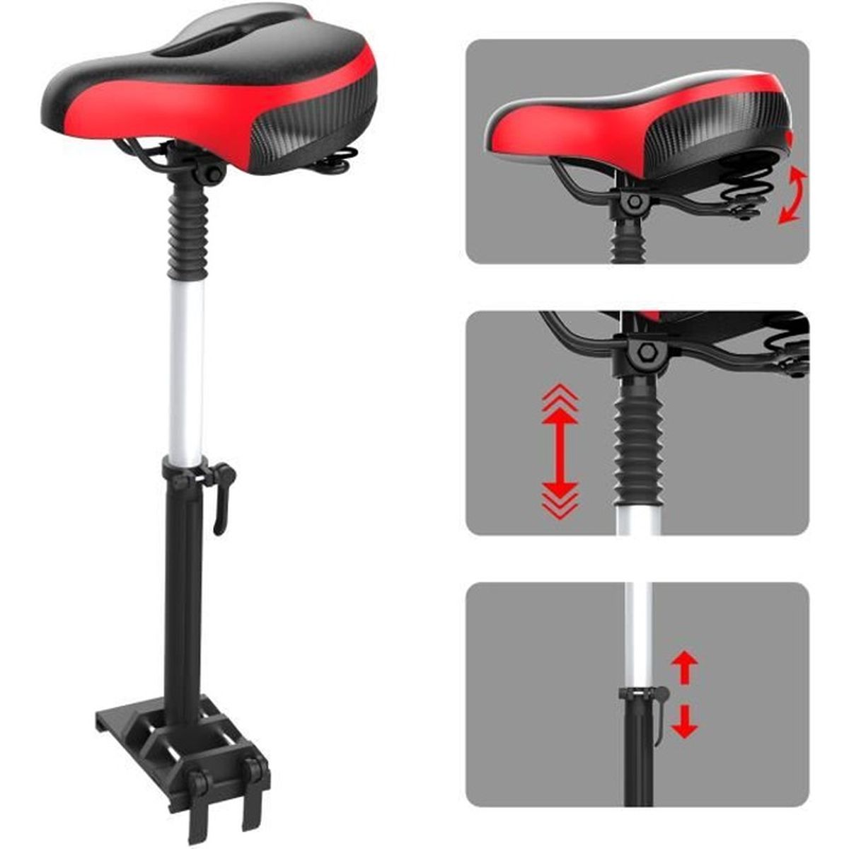 Siège Pliable Pour Trottinette électrique Kugoo Pro – Coussin Large Réglable En Hauteur, Cadre Aluminium Noir, Confort Assuré